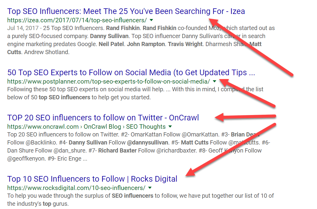 Use Google to search for influencers