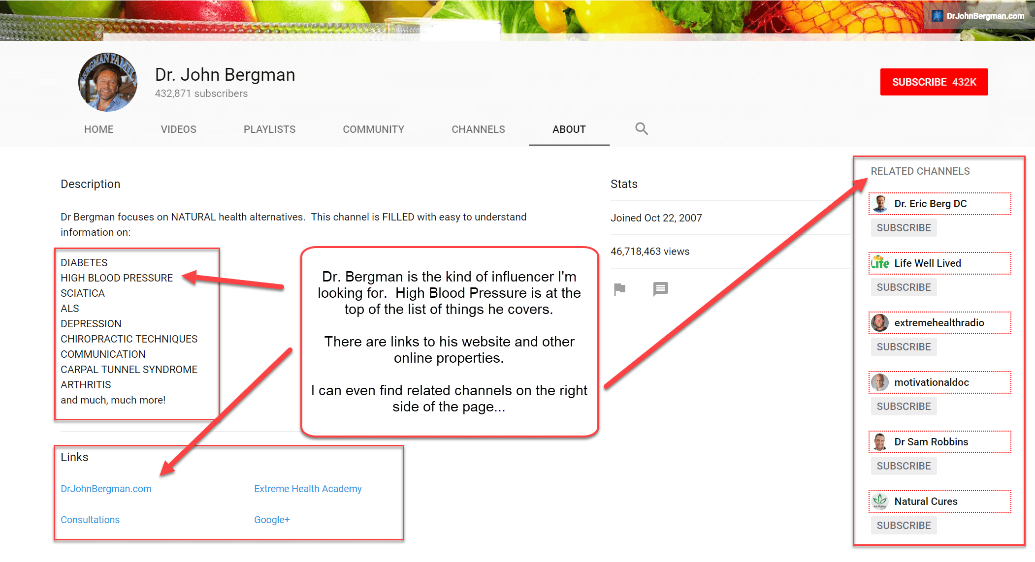 YouTube About Page